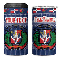 Personalized Dominican Republic Christmas 4 in 1 Can Cooler Tumbler Dominicana Coat Of Arms Christmas Pattern - Wonder Print Shop