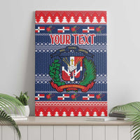 Personalized Dominican Republic Christmas Canvas Wall Art Dominicana Coat Of Arms Christmas Pattern - Wonder Print Shop
