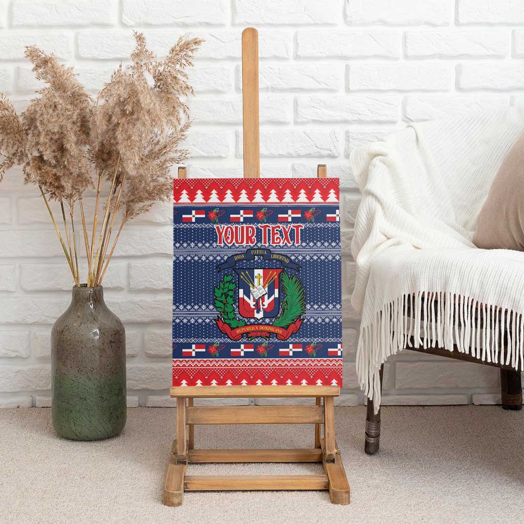Personalized Dominican Republic Christmas Canvas Wall Art Dominicana Coat Of Arms Christmas Pattern - Wonder Print Shop