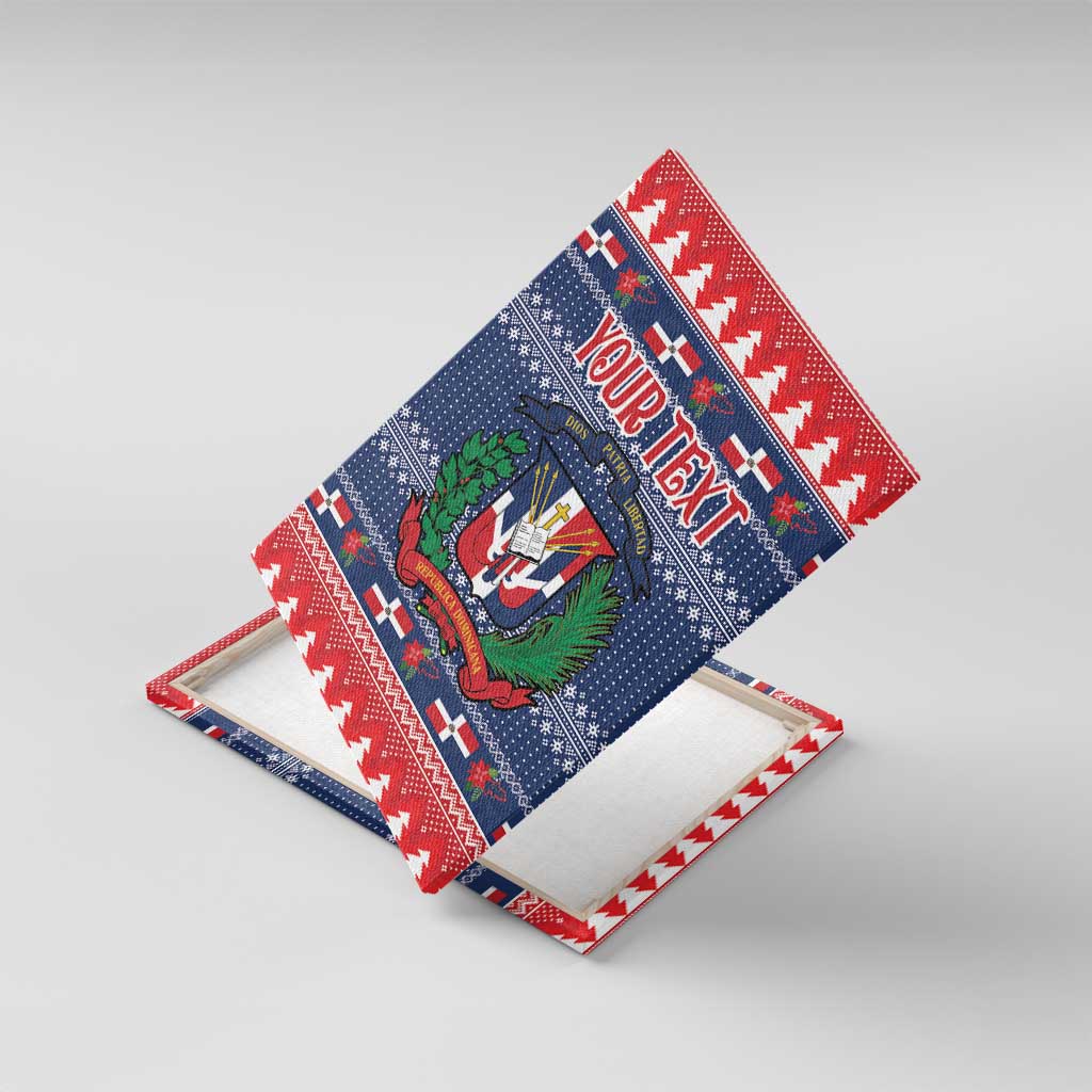 Personalized Dominican Republic Christmas Canvas Wall Art Dominicana Coat Of Arms Christmas Pattern - Wonder Print Shop