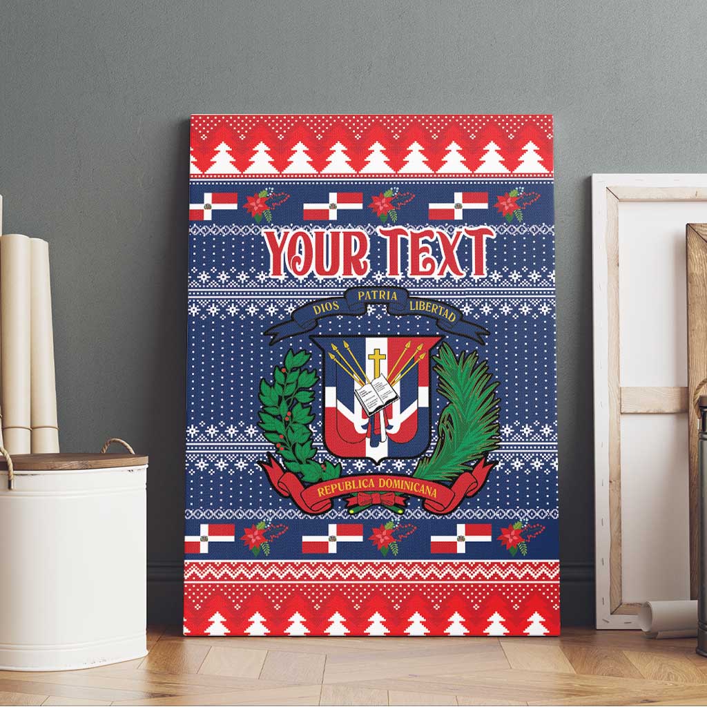 Personalized Dominican Republic Christmas Canvas Wall Art Dominicana Coat Of Arms Christmas Pattern - Wonder Print Shop