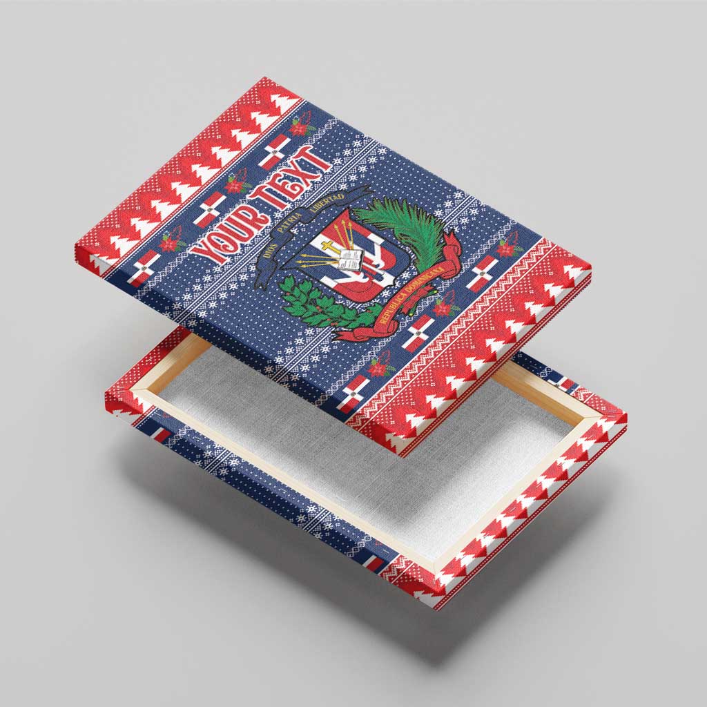 Personalized Dominican Republic Christmas Canvas Wall Art Dominicana Coat Of Arms Christmas Pattern - Wonder Print Shop