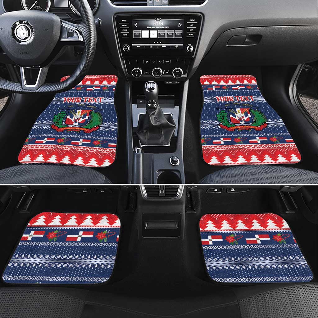 Personalized Dominican Republic Christmas Car Mats Dominicana Coat Of Arms Christmas Pattern - Wonder Print Shop