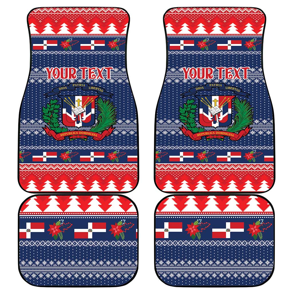 Personalized Dominican Republic Christmas Car Mats Dominicana Coat Of Arms Christmas Pattern - Wonder Print Shop