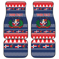 Personalized Dominican Republic Christmas Car Mats Dominicana Coat Of Arms Christmas Pattern - Wonder Print Shop