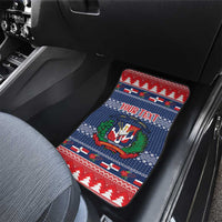 Personalized Dominican Republic Christmas Car Mats Dominicana Coat Of Arms Christmas Pattern - Wonder Print Shop