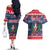 Personalized Dominican Republic Christmas Couples Matching Off The Shoulder Long Sleeve Dress and Hawaiian Shirt Dominicana Coat Of Arms Christmas Pattern - Wonder Print Shop