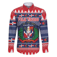 Personalized Dominican Republic Christmas Family Matching Long Sleeve Bodycon Dress and Hawaiian Shirt Dominicana Coat Of Arms Christmas Pattern - Wonder Print Shop