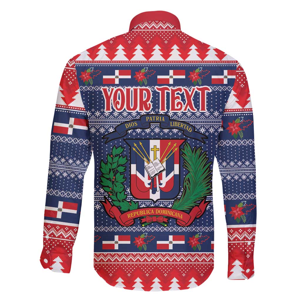 Personalized Dominican Republic Christmas Family Matching Long Sleeve Bodycon Dress and Hawaiian Shirt Dominicana Coat Of Arms Christmas Pattern - Wonder Print Shop