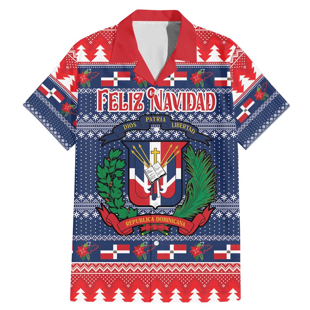 Personalized Dominican Republic Christmas Family Matching Mermaid Dress and Hawaiian Shirt Dominicana Coat Of Arms Christmas Pattern - Wonder Print Shop