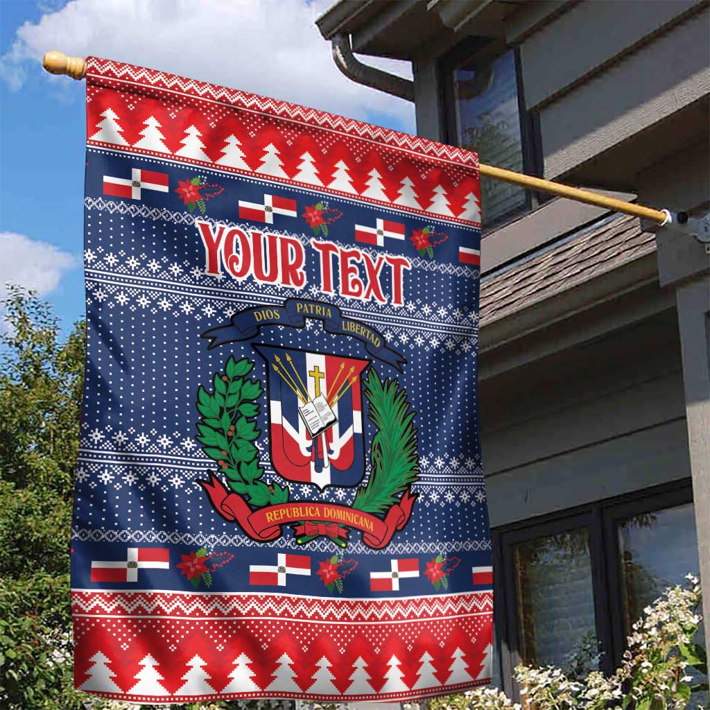 Personalized Dominican Republic Christmas Garden Flag Dominicana Coat Of Arms Christmas Pattern - Wonder Print Shop