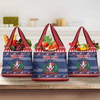 Personalized Dominican Republic Christmas Grocery Bag Dominicana Coat Of Arms Christmas Pattern