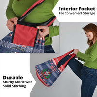 Personalized Dominican Republic Christmas Grocery Bag Dominicana Coat Of Arms Christmas Pattern