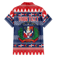 Personalized Dominican Republic Christmas Hawaiian Shirt Dominicana Coat Of Arms Christmas Pattern - Wonder Print Shop