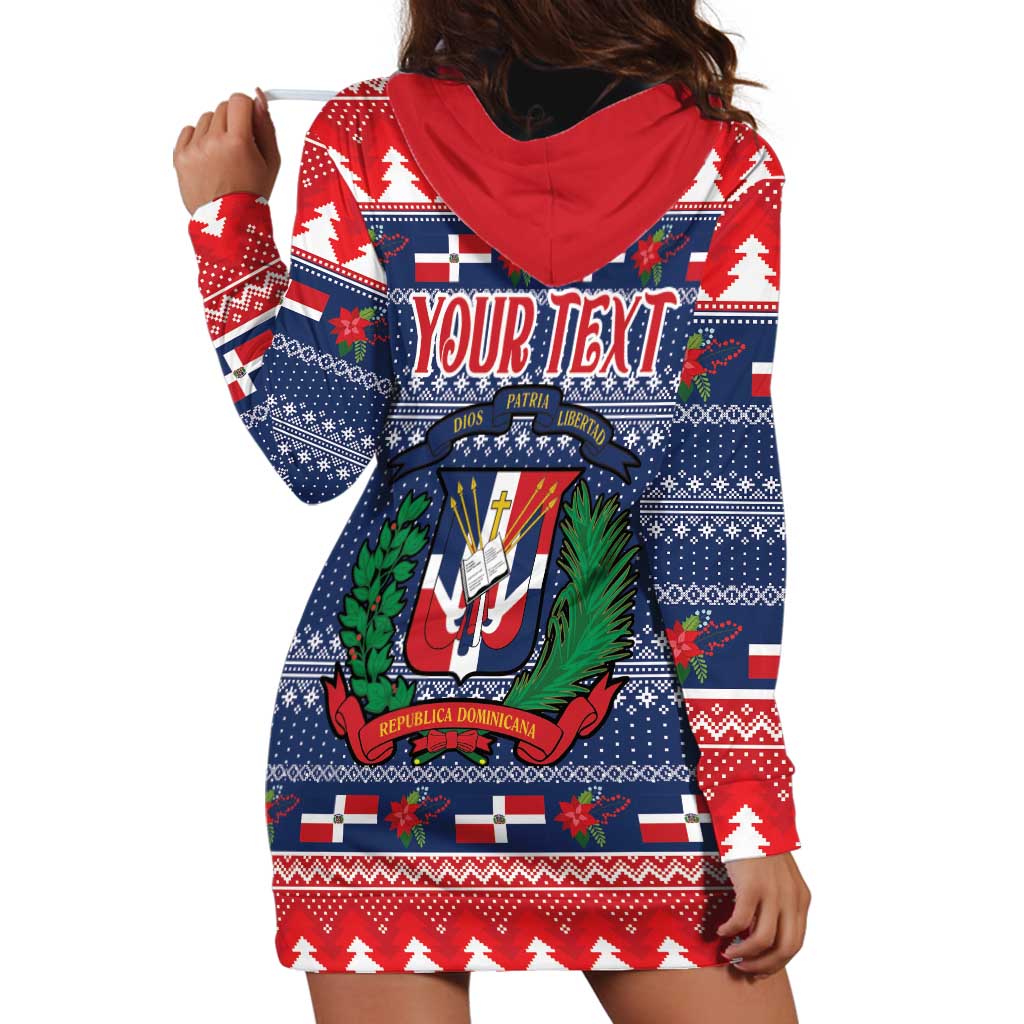 Personalized Dominican Republic Christmas Hoodie Dress Dominicana Coat Of Arms Christmas Pattern - Wonder Print Shop