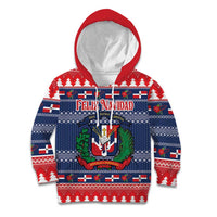 Personalized Dominican Republic Christmas Kid Hoodie Dominicana Coat Of Arms Christmas Pattern - Wonder Print Shop