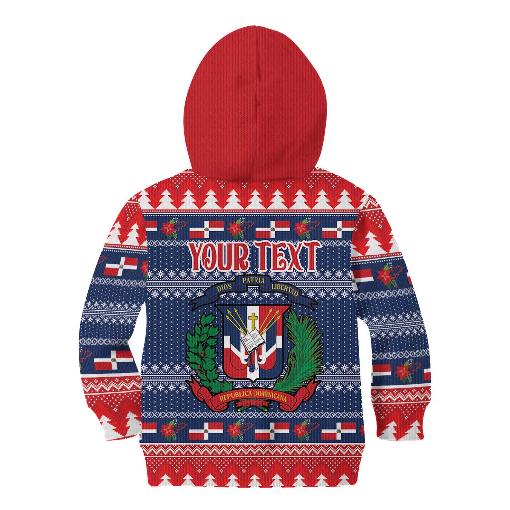 Personalized Dominican Republic Christmas Kid Hoodie Dominicana Coat Of Arms Christmas Pattern - Wonder Print Shop