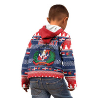 Personalized Dominican Republic Christmas Kid Hoodie Dominicana Coat Of Arms Christmas Pattern - Wonder Print Shop