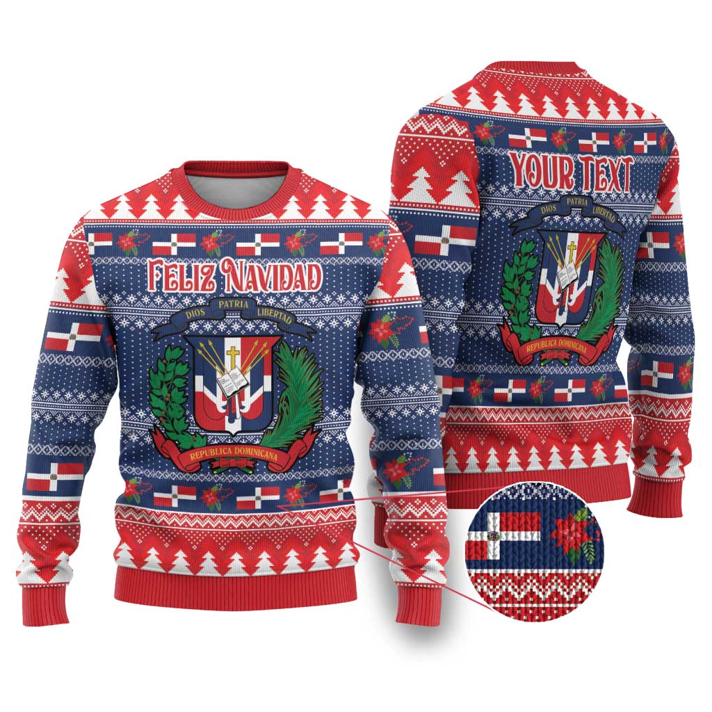 Personalized Dominican Republic Christmas Ugly Christmas Sweater Dominicana Coat Of Arms Christmas Pattern - Wonder Print Shop