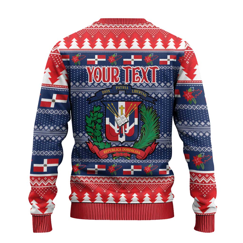 Personalized Dominican Republic Christmas Ugly Christmas Sweater Dominicana Coat Of Arms Christmas Pattern - Wonder Print Shop