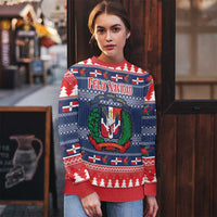 Personalized Dominican Republic Christmas Ugly Christmas Sweater Dominicana Coat Of Arms Christmas Pattern - Wonder Print Shop