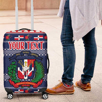 Personalized Dominican Republic Christmas Luggage Cover Dominicana Coat Of Arms Christmas Pattern - Wonder Print Shop