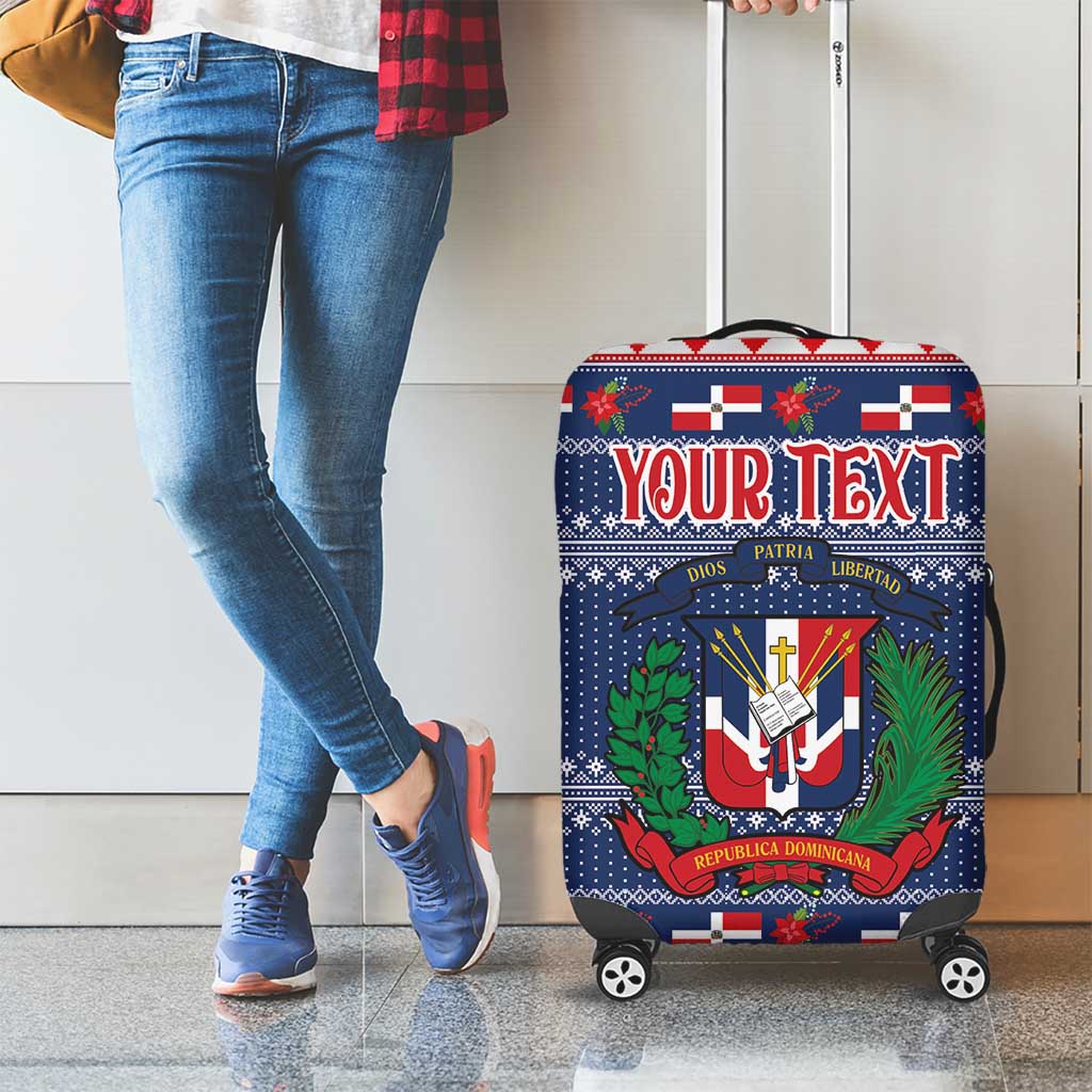 Personalized Dominican Republic Christmas Luggage Cover Dominicana Coat Of Arms Christmas Pattern - Wonder Print Shop