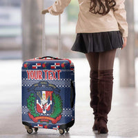 Personalized Dominican Republic Christmas Luggage Cover Dominicana Coat Of Arms Christmas Pattern - Wonder Print Shop