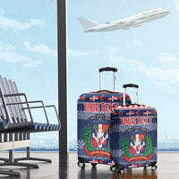 Personalized Dominican Republic Christmas Luggage Cover Dominicana Coat Of Arms Christmas Pattern - Wonder Print Shop