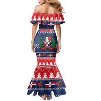 Personalized Dominican Republic Christmas Mermaid Dress Dominicana Coat Of Arms Christmas Pattern - Wonder Print Shop