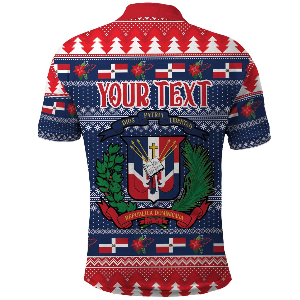 Personalized Dominican Republic Christmas Polo Shirt Dominicana Coat Of Arms Christmas Pattern - Wonder Print Shop
