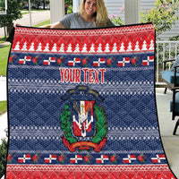Personalized Dominican Republic Christmas Quilt Dominicana Coat Of Arms Christmas Pattern - Wonder Print Shop