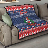 Personalized Dominican Republic Christmas Quilt Dominicana Coat Of Arms Christmas Pattern - Wonder Print Shop