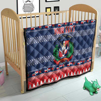 Personalized Dominican Republic Christmas Quilt Dominicana Coat Of Arms Christmas Pattern - Wonder Print Shop