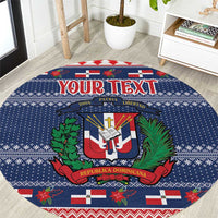 Personalized Dominican Republic Christmas Round Carpet Dominicana Coat Of Arms Christmas Pattern