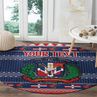 Personalized Dominican Republic Christmas Round Carpet Dominicana Coat Of Arms Christmas Pattern