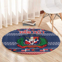 Personalized Dominican Republic Christmas Round Carpet Dominicana Coat Of Arms Christmas Pattern