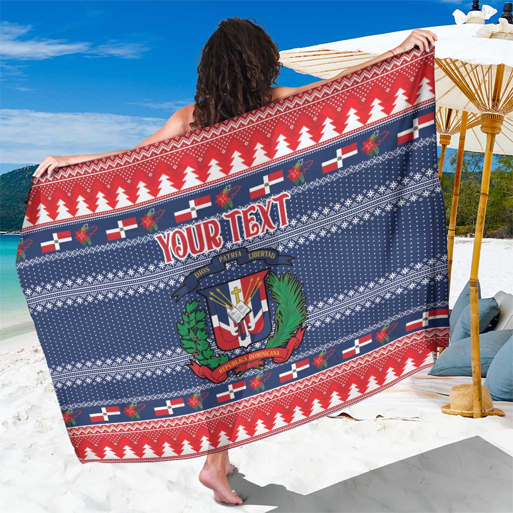Personalized Dominican Republic Christmas Sarong Dominicana Coat Of Arms Christmas Pattern - Wonder Print Shop