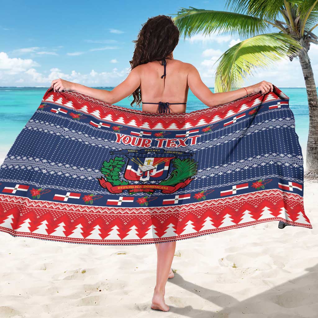 Personalized Dominican Republic Christmas Sarong Dominicana Coat Of Arms Christmas Pattern - Wonder Print Shop