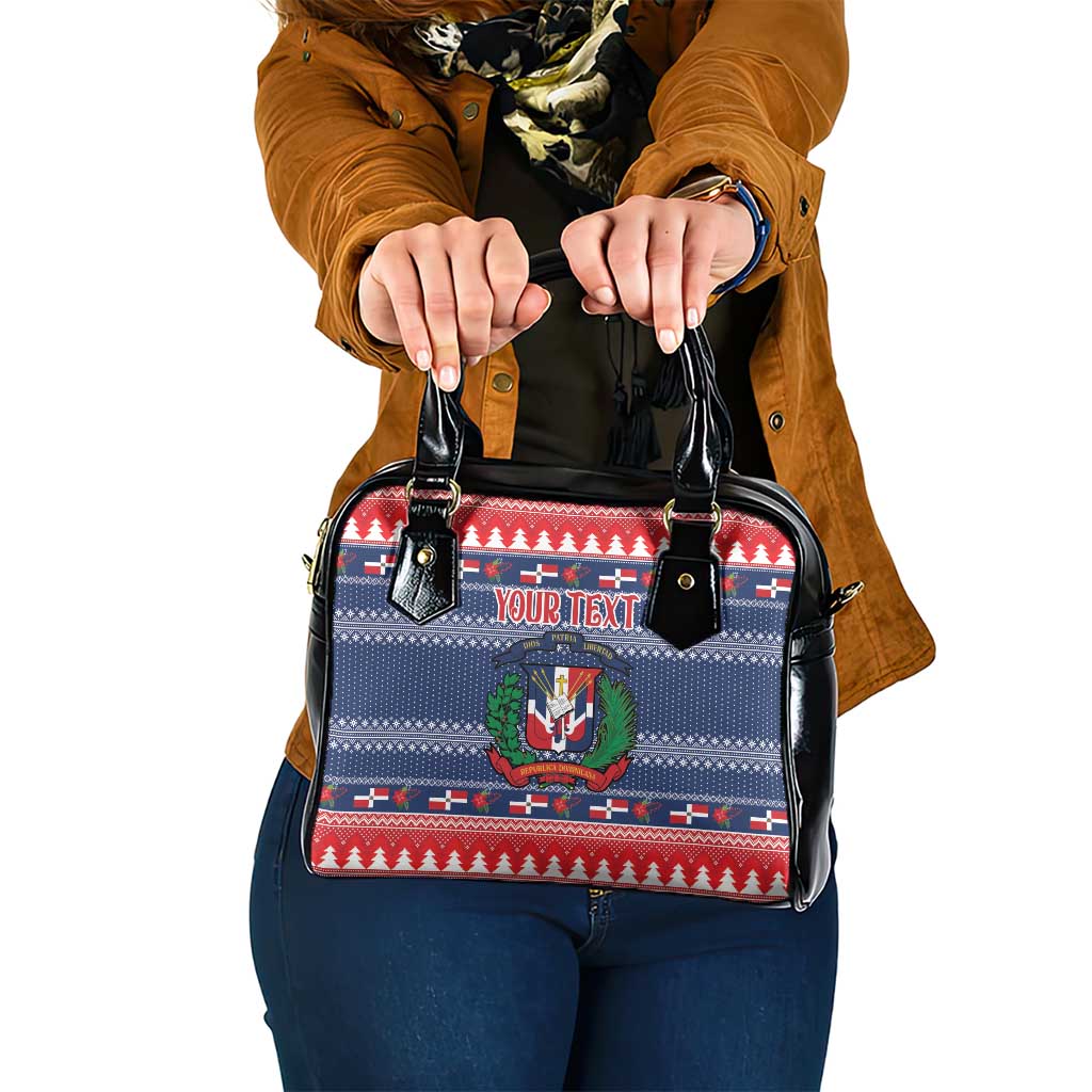 Personalized Dominican Republic Christmas Shoulder Handbag Dominicana Coat Of Arms Christmas Pattern