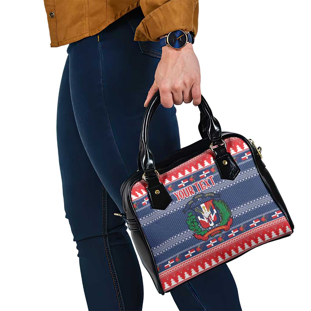 Personalized Dominican Republic Christmas Shoulder Handbag Dominicana Coat Of Arms Christmas Pattern