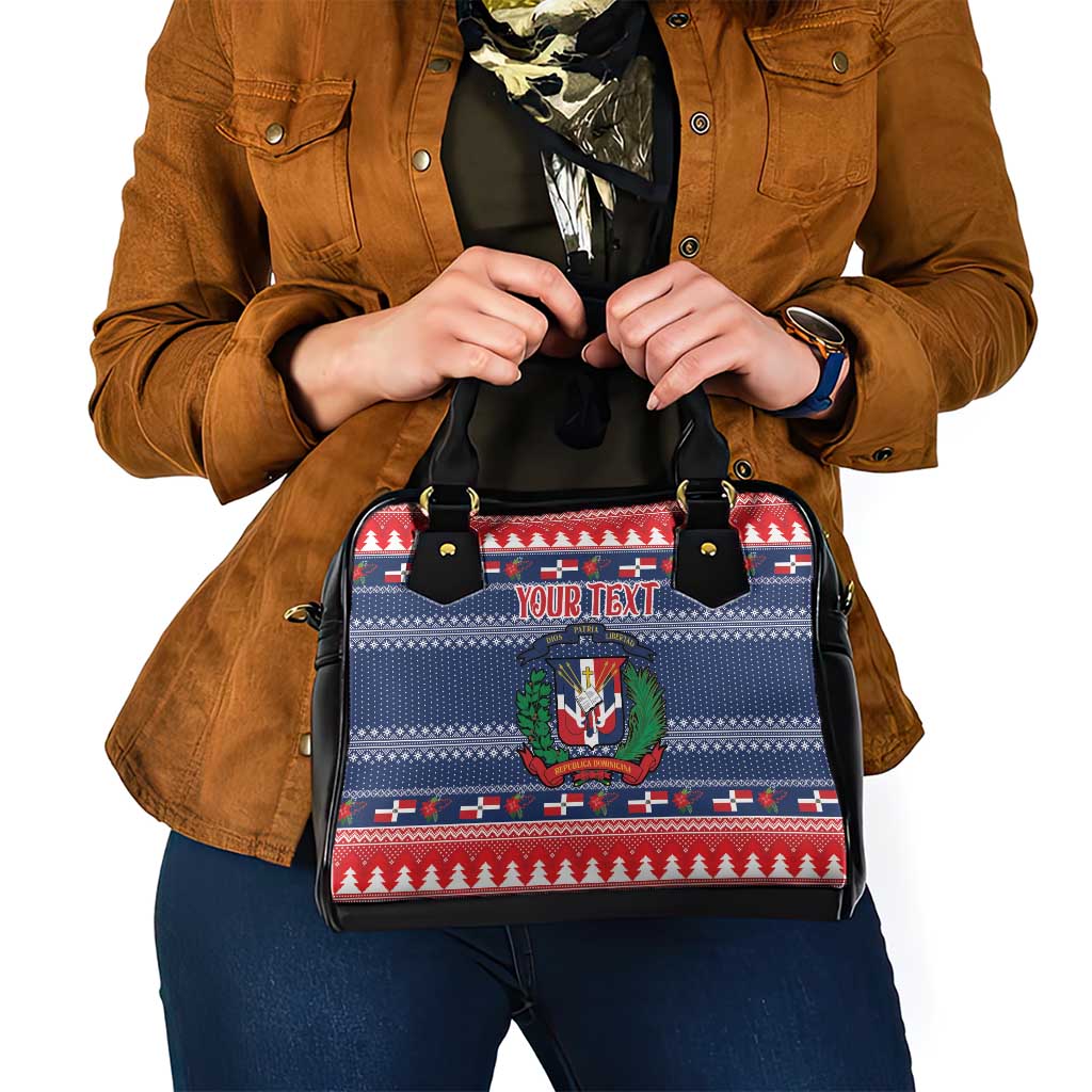 Personalized Dominican Republic Christmas Shoulder Handbag Dominicana Coat Of Arms Christmas Pattern