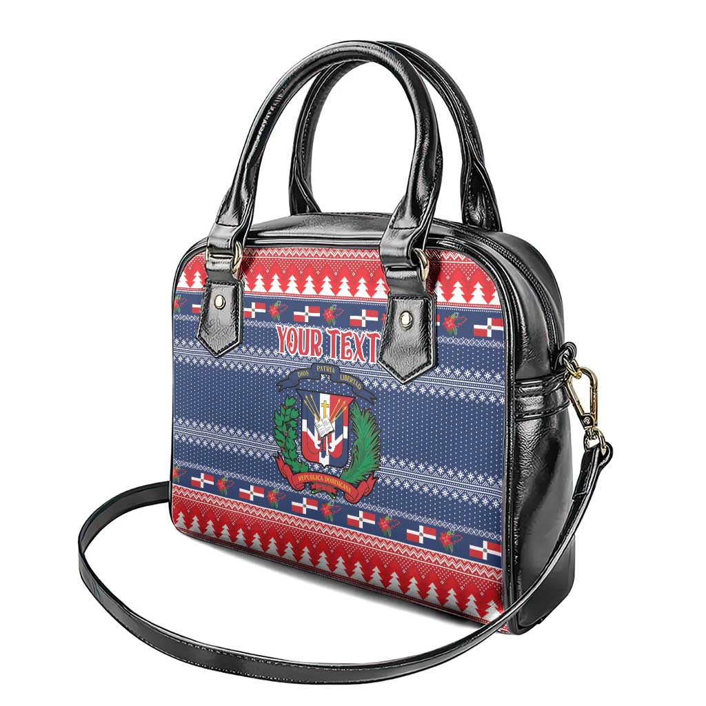 Personalized Dominican Republic Christmas Shoulder Handbag Dominicana Coat Of Arms Christmas Pattern