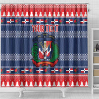 Personalized Dominican Republic Christmas Shower Curtain Dominicana Coat Of Arms Christmas Pattern
