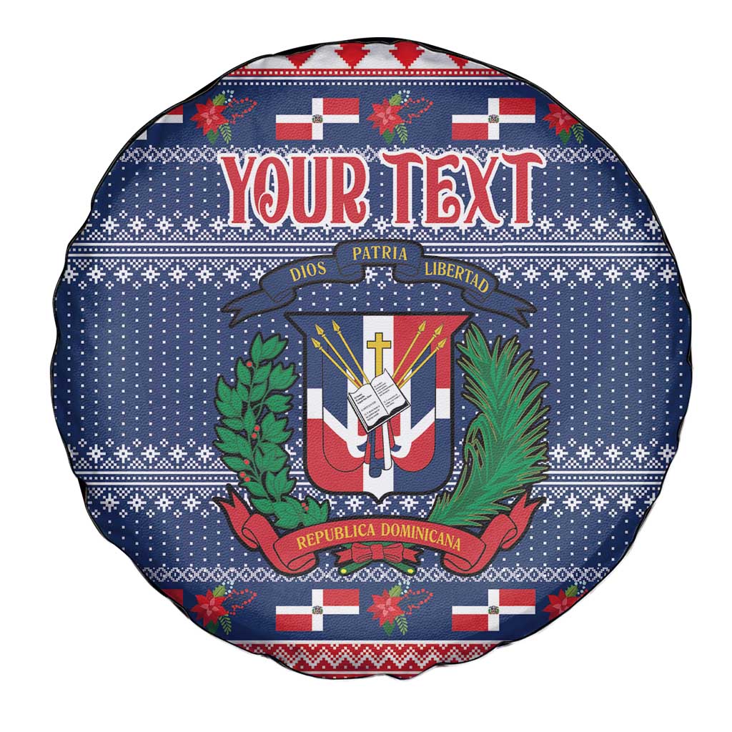 Personalized Dominican Republic Christmas Spare Tire Cover Dominicana Coat Of Arms Christmas Pattern - Wonder Print Shop
