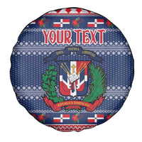 Personalized Dominican Republic Christmas Spare Tire Cover Dominicana Coat Of Arms Christmas Pattern - Wonder Print Shop