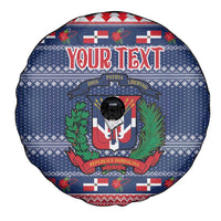 Personalized Dominican Republic Christmas Spare Tire Cover Dominicana Coat Of Arms Christmas Pattern - Wonder Print Shop