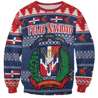 Personalized Dominican Republic Christmas Sweatshirt Dominicana Coat Of Arms Christmas Pattern - Wonder Print Shop