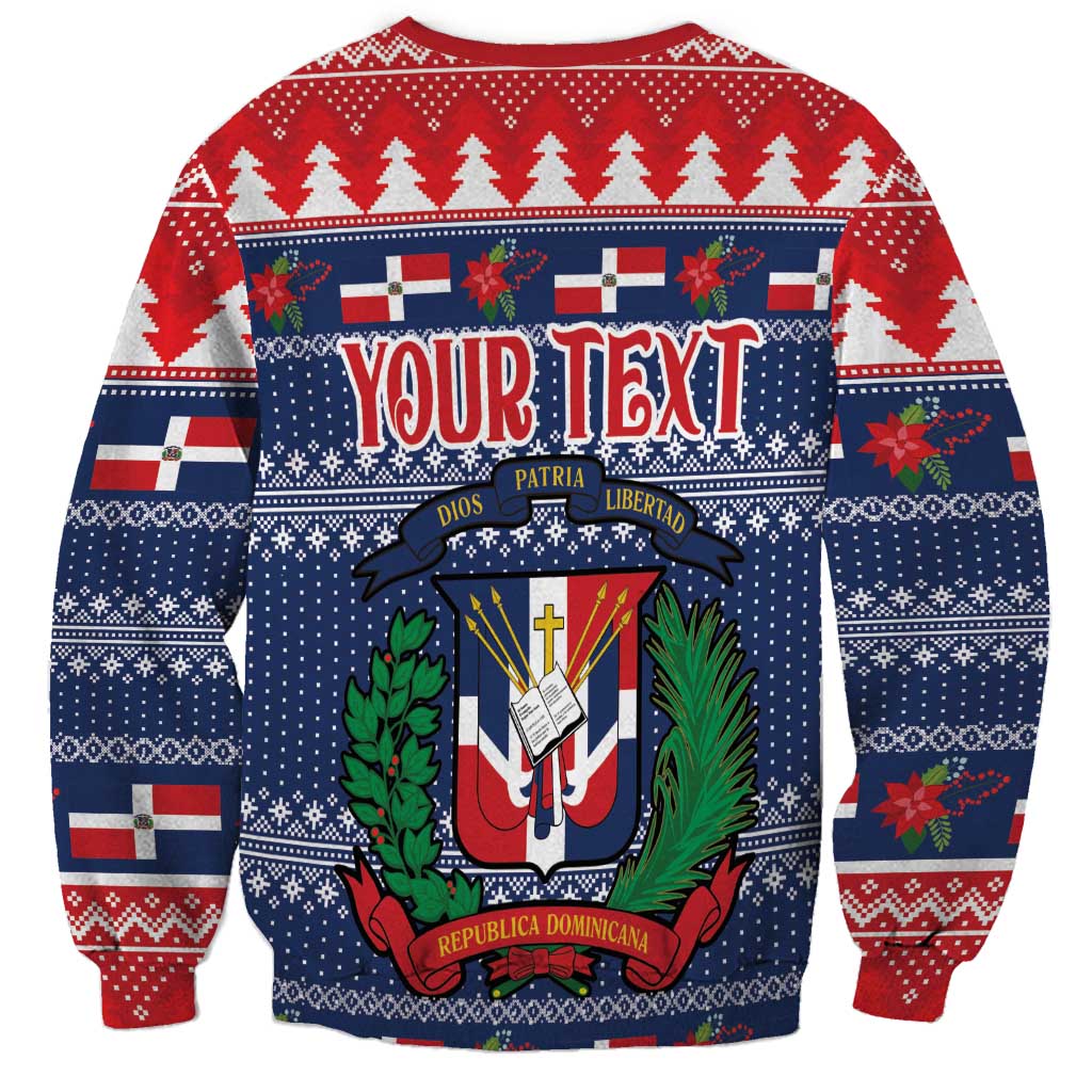 Personalized Dominican Republic Christmas Sweatshirt Dominicana Coat Of Arms Christmas Pattern - Wonder Print Shop