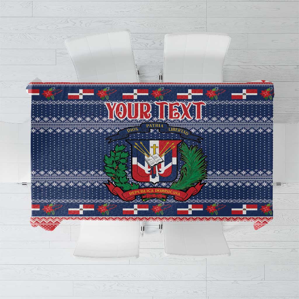 Personalized Dominican Republic Christmas Tablecloth Dominicana Coat Of Arms Christmas Pattern - Wonder Print Shop